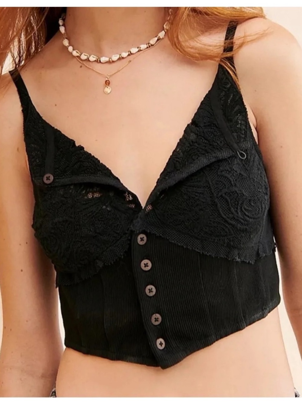 Free People Have My Heart Cropped Tank Black Size Medium